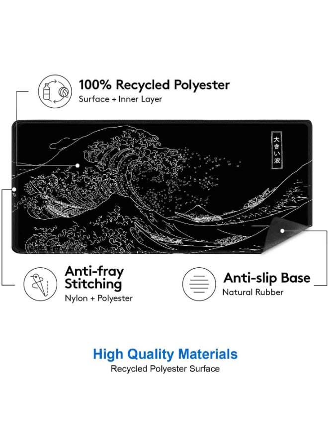 Black Sea Wave Mouse Pad - Extended Size 80 x 30 CM - Image 3